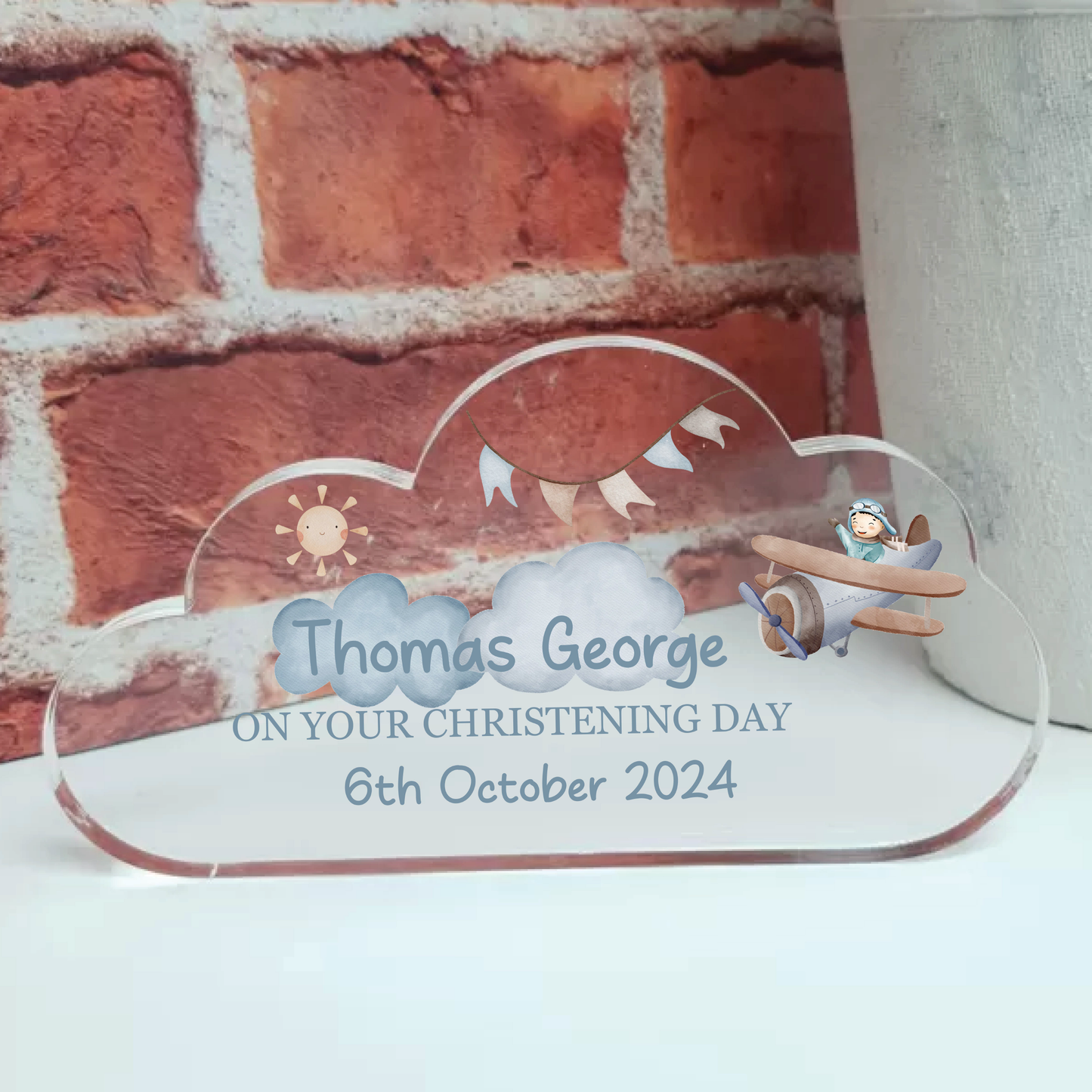 Personalised Christening Gift, Christening Keepsake, Gift for New Baby, Baptism Gift,  cloud baby plaque, Godparents Gift