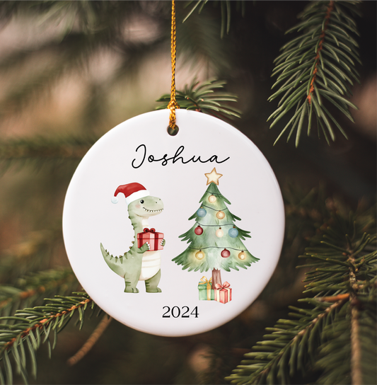 Personalised Kids Dinosaur Christmas Bauble – A Roarsome Keepsake!