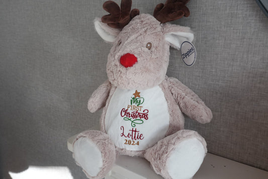 Baby's first Christmas Gift, First Christmas embroidered teddy bear, personalised new baby teddy, new baby gift