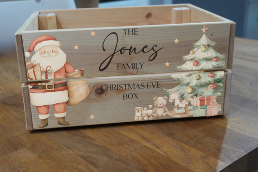 Personalised Christmas Eve Crate, Personalised Christmas Eve Box, Wooden Personalised Christmas Eve Box For Kids, Personalised Christmas Box