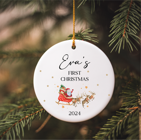 Personalised Baby's First Christmas Tree Decoration, Baby's first Christmas Bauble, Baby's 1st Xmas