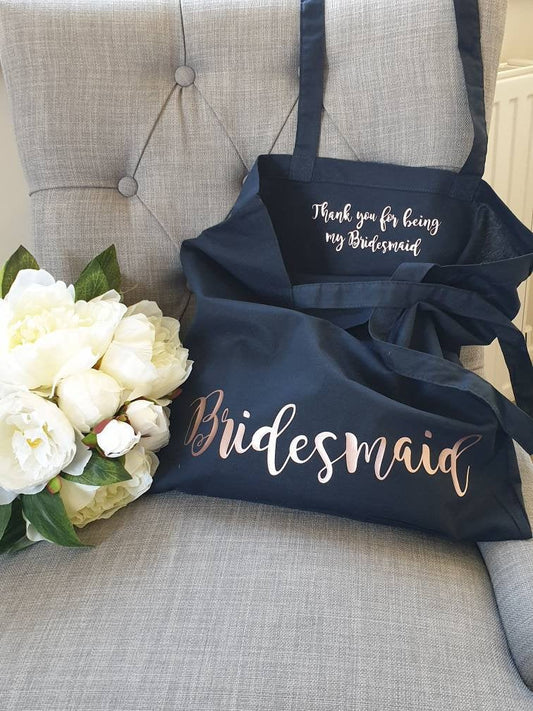 Bridesmaid gift, maid of honour gift, bridesmaid tote bag, wedding tote bag, - Mancub Prints