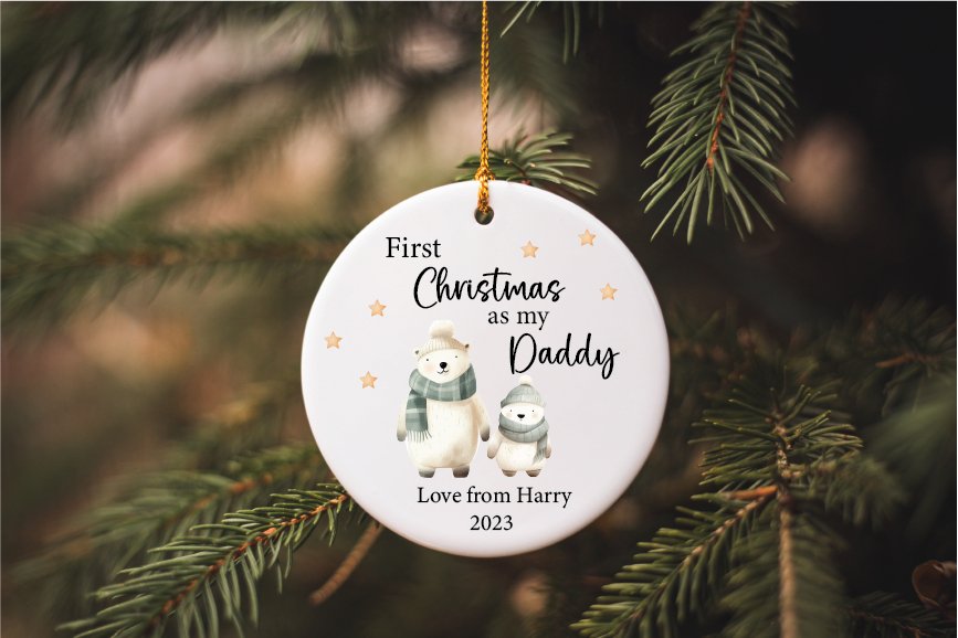 Daddy's first Christmas bauble, Baby’s First Christmas Tree Decoration. - Mancub Prints