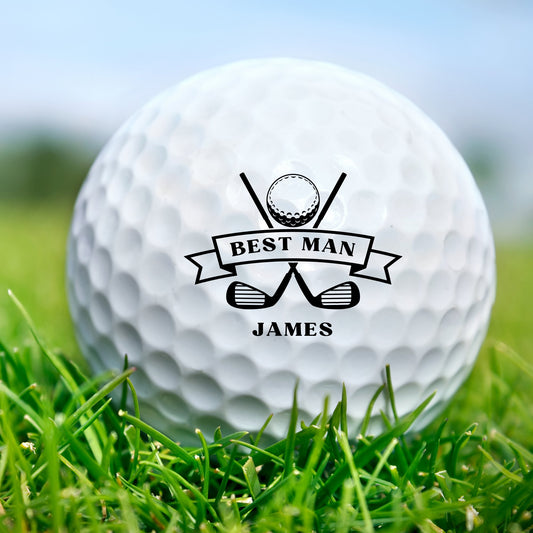 Personalised Best Man Golf Ball, Best Man golf Gift, Groomsman gift. - Mancub Prints