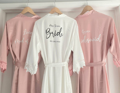 Personalised Bridesmaid Robes, Bridal Robes, Bridesmaid gifts, Personalised Lace Robes. - Mancub Prints