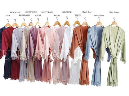 Personalised Bridesmaid Robes, Bridal Robes, Bridesmaid gifts, Personalised Lace Robes. - Mancub Prints