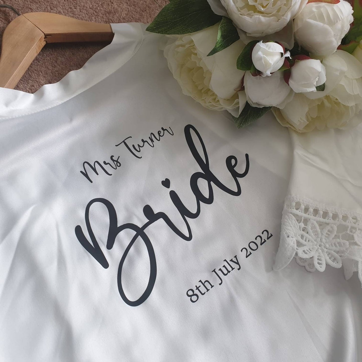 Personalised Bridesmaid Robes, Bridal Robes, Bridesmaid gifts, Personalised Lace Robes. - Mancub Prints