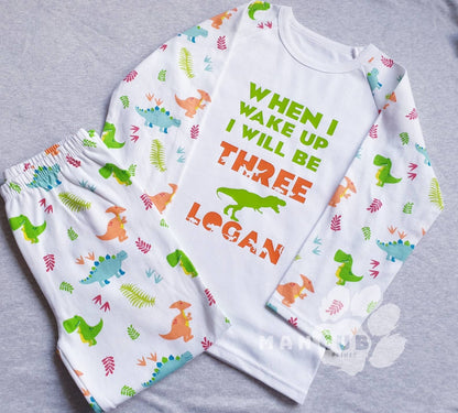 Personalised Dinosaur Birthday pyjamas when I wake up I will be. - Mancub Prints