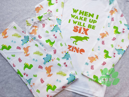 Personalised Dinosaur Birthday pyjamas when I wake up I will be. - Mancub Prints