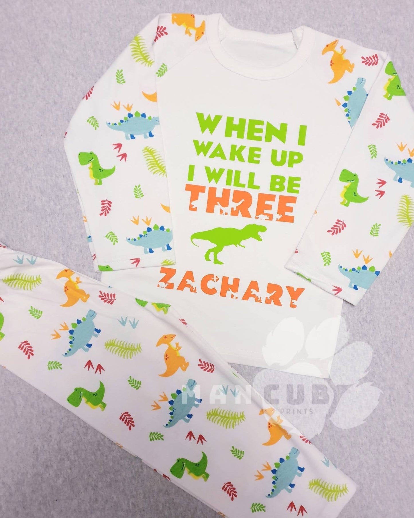 Personalised Dinosaur Birthday pyjamas when I wake up I will be. - Mancub Prints