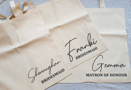 Personalised Wedding tote bag, Bridesmaid tot bag gift - Mancub Prints