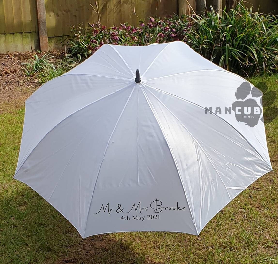 Personalised Wedding Umbrella, Bride Umbrella, Mr and Mrs Umbrella, - Mancub Prints