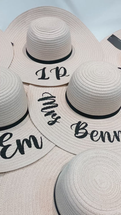 Personalised honeymoon sun hat, Floppy Honeymoon sunhat, hen party, bride to be gift.