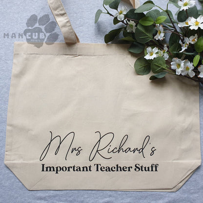 Teacher gift personalised tote bag, Thank you teacher gift. Childminder gift